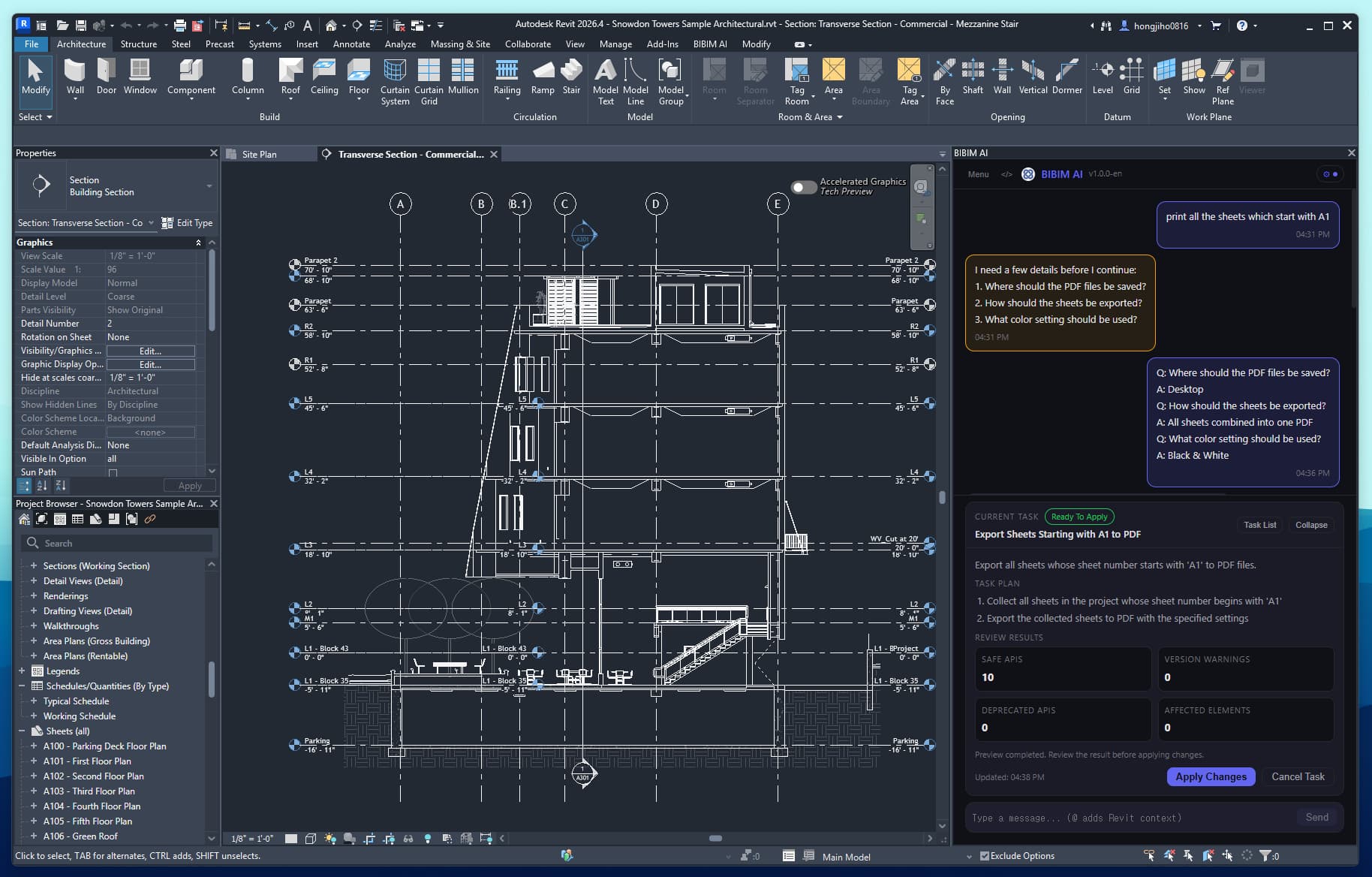 BIBIM Revit Add-in — AI agent in action
